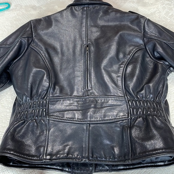 Ladies black leather biker jacket size M Fashions by Rose. - Picture 4 of 8